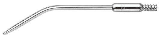 Surgical aspirator made of 1/4" diameter stainless steel. Fits surgical tubing.