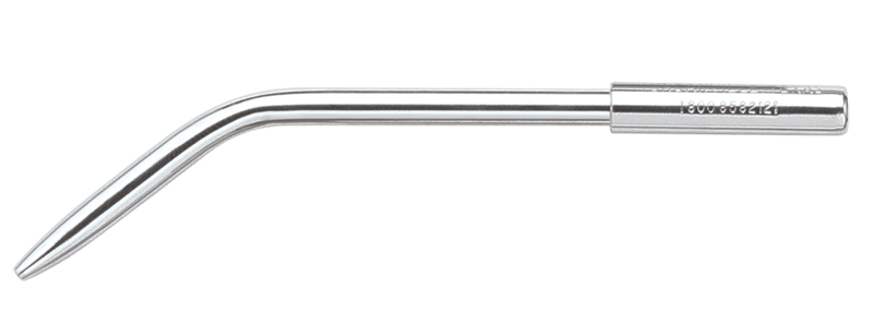 Surgical aspirator for use with low volume cut off valve (Saliva Ejector Valve). Total length = 4 1/4"