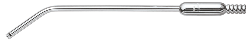 Surgical aspirator made of 3/16" stainless steel. Fits surgical tubing. Length = 8 1/2".